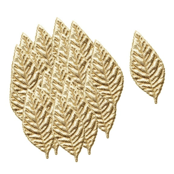 100x Artificial Leaves Decorative Leaves Artificial Plants Leaves, DIY for Applique - Gold, 7.5 x 3.5 cm