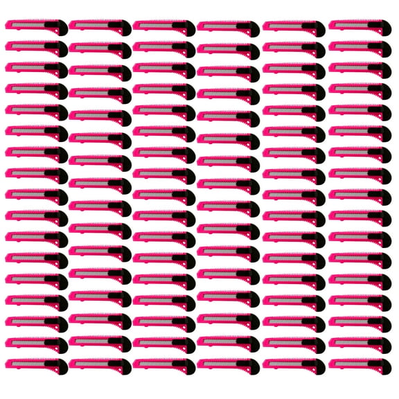 100x Bulk Utility Knife Box Cutters Snap Off Blade Neon Pink