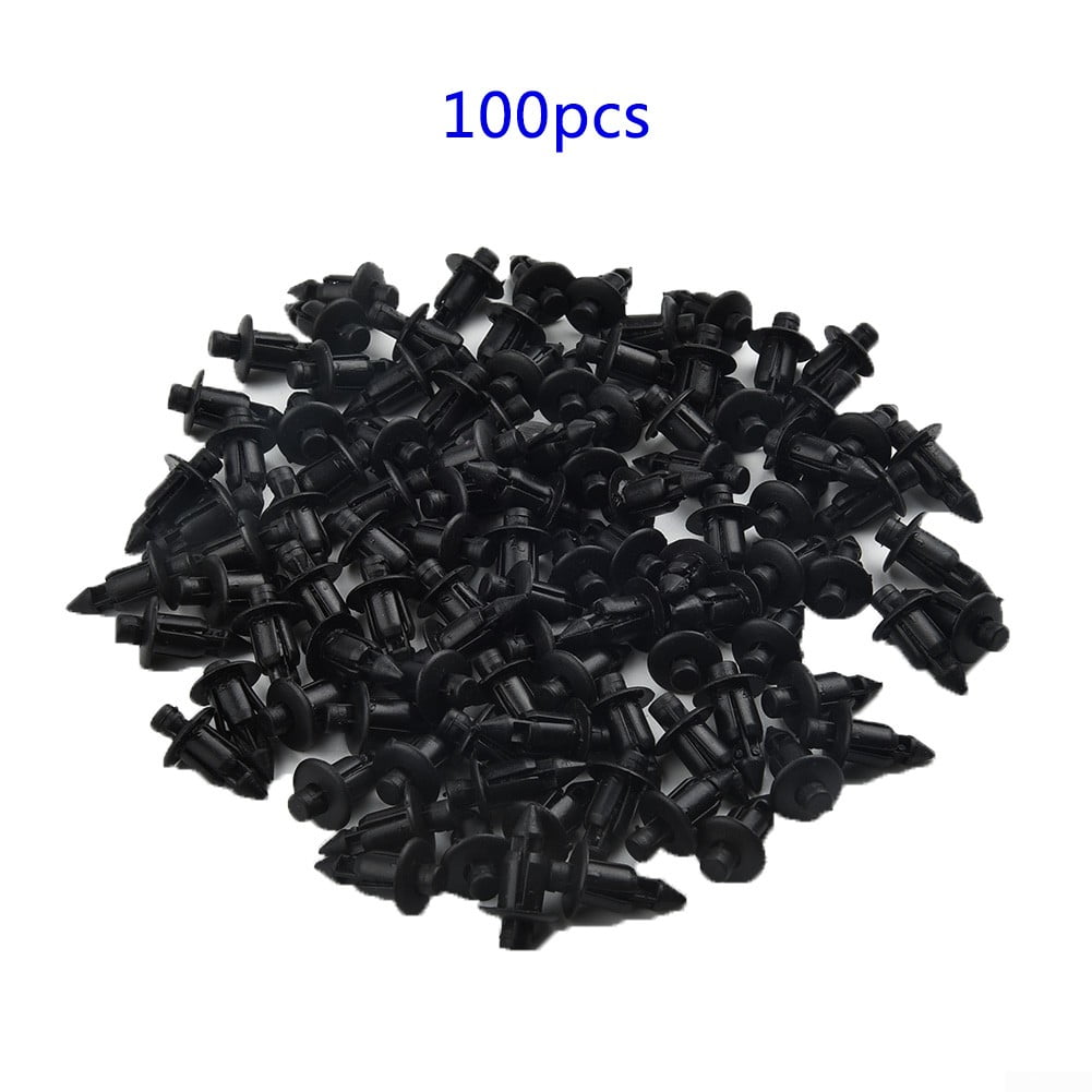 100x Car 6mm Dia. Holes Plastic Rivet Fastener Auto Fender Bumper Push Pins Clip