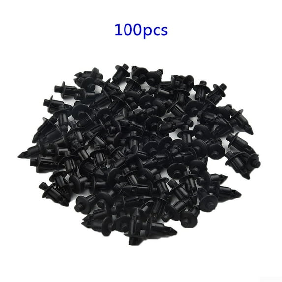 100x Car 6mm Dia. Holes Plastic Rivet Fastener Auto Fender Bumper Push Pins Clip