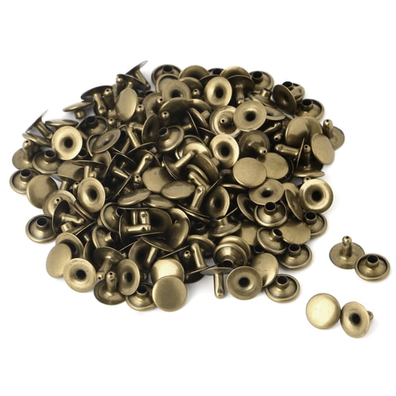 100x Double Cap Rivet Tubular Metal1eatherCraft Repairs Studs Punk Spike Decor