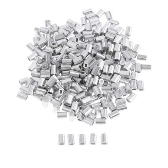 100x Fishing s Double Aluminum for Wire Rope and Cable Fishing Line Tube Connectors for Leader Rigging 1mm