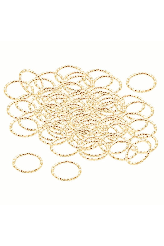 100x Flexible Metal Hair Rings Cuffs Hair Braided Loop Clips Beads - Golden, 15mm