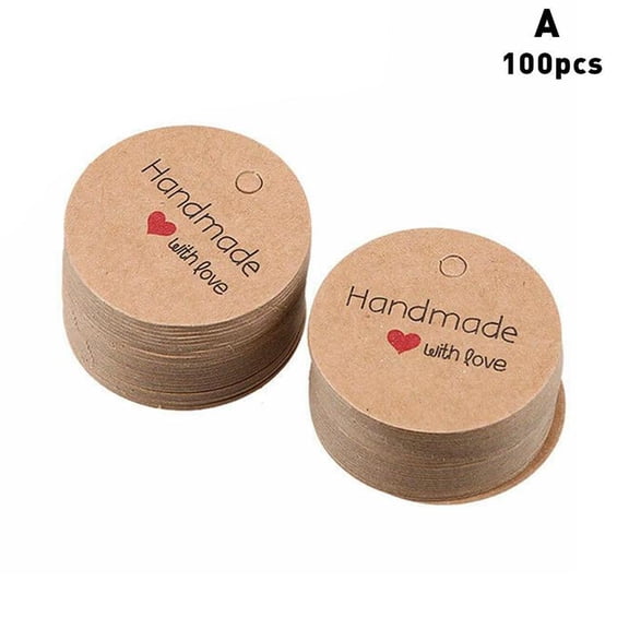100x Handmade With Love Kraft Paper Card Gift Tag Label Diy Party Wedding Craft