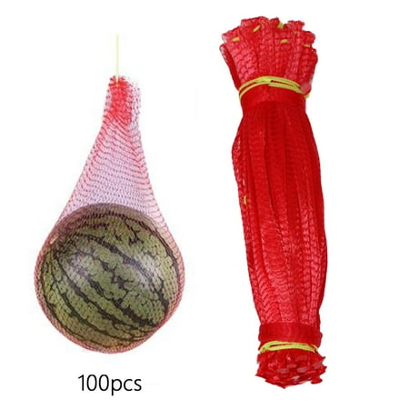 100x Hanging Watermelon Net Bags Reusable Honeydew Cantaloupes Mesh Net Fruits Mesh Bags with Drawstring for Gardening Onion within 6.5kg