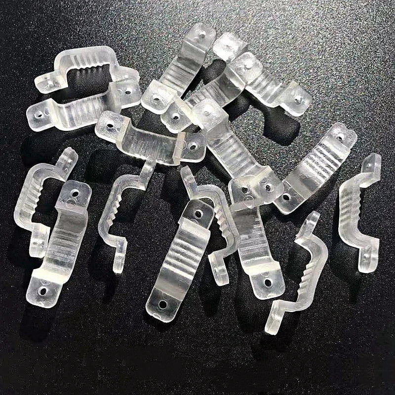 BEBEMOKO 30-Pack LED Light Holder Clips With Screws – Silicone Mounting Brackets For Strip Lights, Indoor/Outdoor Use, White