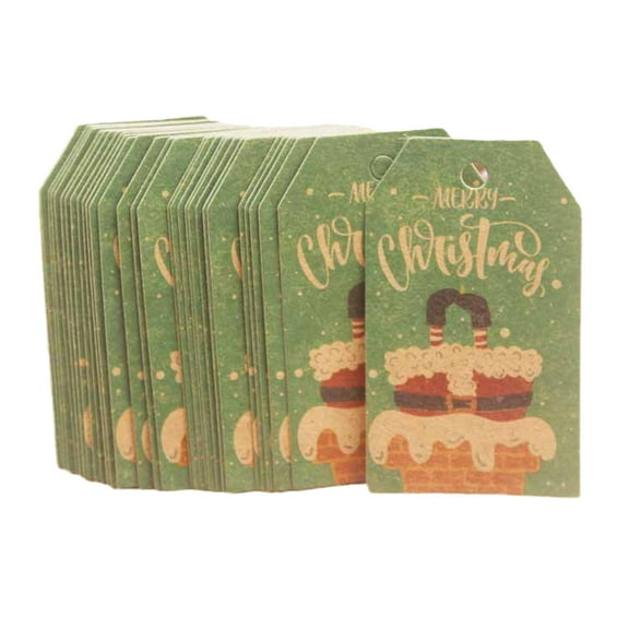 100x Merry Christmas Labels Cute Print Paper Tags Gift Tags for Craft Gift Wrapping Decor