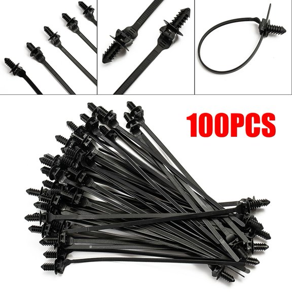 100x Nylon Push Clips Wire Tie Released Zip Straps Pipe Cable Fastener Bundle