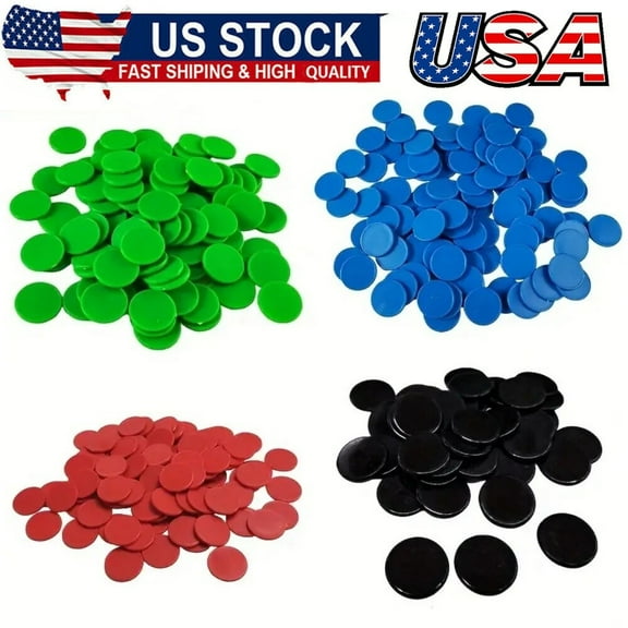 100x Opaque Plastic Learning Counters Mini Poker Chips Game Tokens w/Storage Box