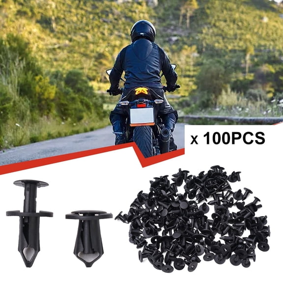 100x Plastic Fastener Clips Mixed Fairing Body Trim Panel Plug Kit Parts Black
