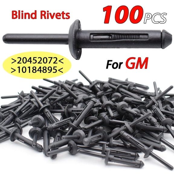 100x Pom Pop Rivets Set Assortment Pop Poly Bevel Round Plastic Head Blind Rivet