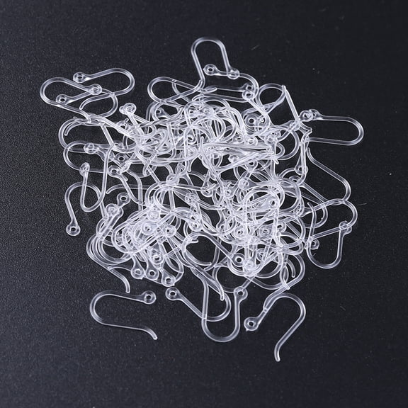 100x/Set Clear Resin Earring Hooks Plastic Ear Shape Wire Hooks for DIY Jewelry