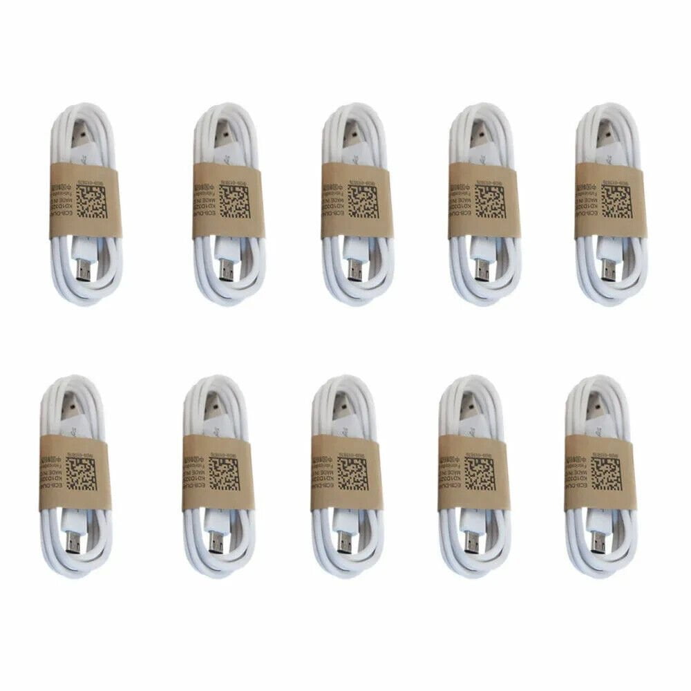 100x White  Micro USB Charger Cable Cord For Samsung Android Cell Phone Lot
