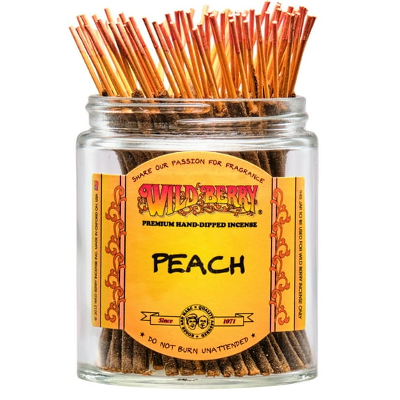 100x Wild Berry Shorties 4" Incense Sticks - Peach - USA Made Hand Dipped Wildberry