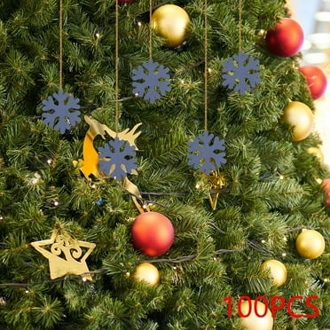 100x Wood Snowflake Embellishments Christmas Snowflake for Crafting Birthday Blue