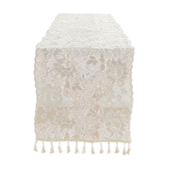100x30cm Cotton Handmade Crochet Lace Table Runner Beige Rectangle Coffee Table Dresser Decor
