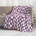 thumbnail image 1 of 100x70cm Checkered Flannel Throw Blanket for Sofa Bed Couch Multipurpose Soft Warm Polyester Blanket 1-Pack, 1 of 6