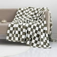 thumbnail image 1 of 100x70cm Checkered Flannel Throw Blanket for Sofa Bed Couch Multipurpose Soft Warm Polyester Blanket 1-Pack, 1 of 6