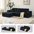 thumbnail image 1 of 101" 3 Seater Corduroy Sectional Sofa with Chaise, L-Shaped Modular Couch for Living Room, No Assembly,Black, 1 of 9