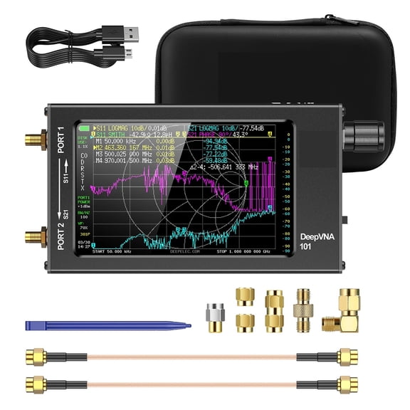 101 4.3 Inch Antenna Analyzer 10k-1.5GHz SWR Meter VHF UHF Network Analyzer HW3.2 IPS LCD + Metal Case