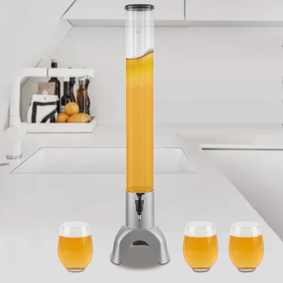 101.45Oz Leak-Proof Drink Dispenser Silver Ice Pillar for Party Bar Restaurant