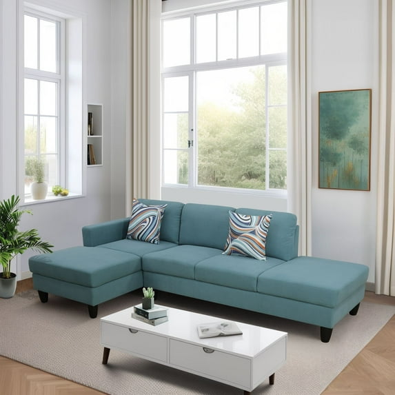 101.5” Reversible Sectional Sofa Couch, L Shaped Upholstered Couch Sofa with Chaise Lounge for Living Room, Breathable Fabric Corner Couch with 5 Seats & 2 Pillows