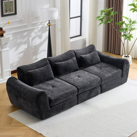 101.58 Cloud Couch, Black Modern Modular Sofa, Sectional Couches for Living Room, Convertible Folding Sofa Bed, Cushioned Design