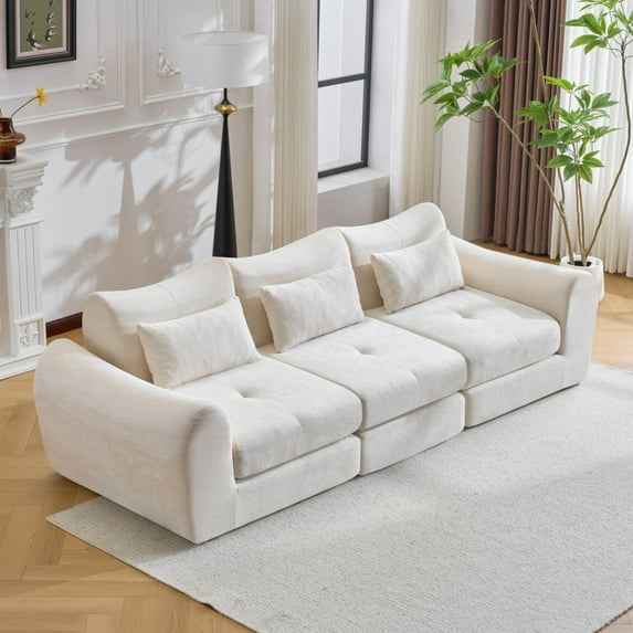 101.58 Cloud Couch, White Modern Modular Sofa, Sectional Couches for Living Room, Convertible Folding Sofa Bed, Cushioned Design