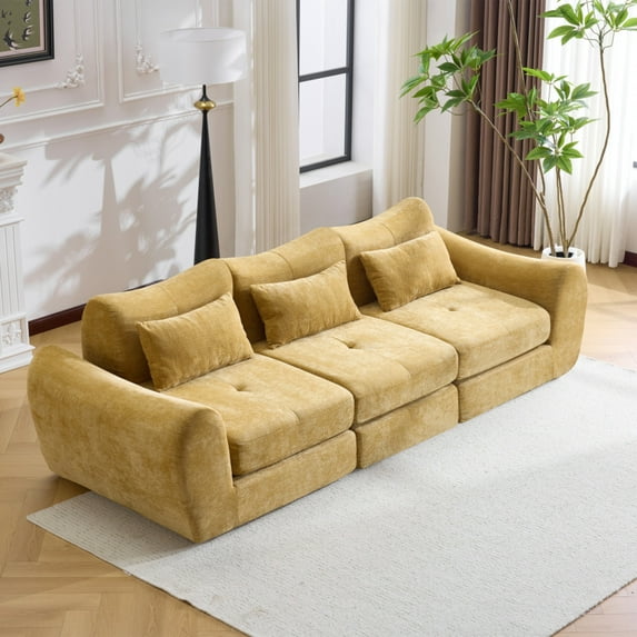 101.58 Cloud Couch, Yellow Modern Modular Sofa, Sectional Couches for Living Room, Convertible Folding Sofa Bed, Cushioned Design