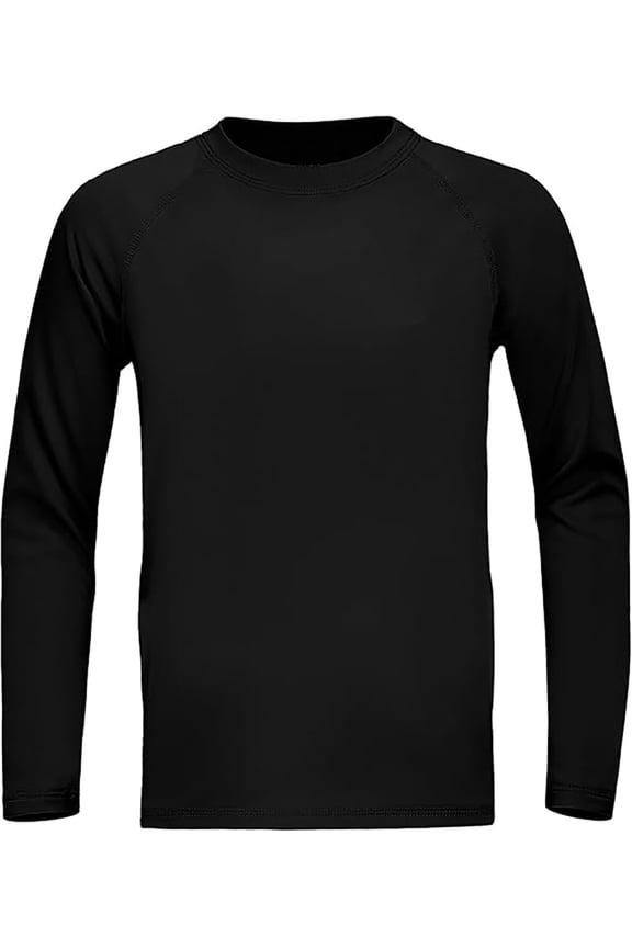 Black Teen Boys Long Sleeve Rash Guard Swim Shirt X-Large, Regular