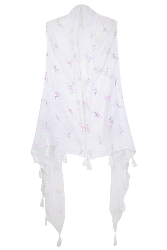 Glitter Print Sheer Swimsuit Apparel Cover Up Vest Pineapple Print - White