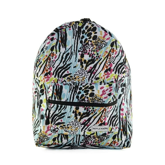 101 BEACH Unisex Fashion Print Daypack Backpack, Single Compartment, 9x5 inch Front Pocket, Padded Adjustable Straps Animal Print