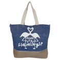 thumbnail image 1 of 101 BEACH Women's Royal "Ready to Flamingle" Fashion Beach Canvas Tote Bag Handbag, 1 of 4