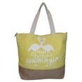 thumbnail image 1 of 101 BEACH Women's Yellow "Ready to Flamingle" Fashion Beach Canvas Tote Bag Handbag, 1 of 4
