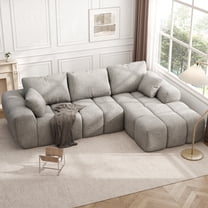 101" Cloud Sectional Couch with L-Shaped Chaise, Modular Sectional Sofa with Deep Seat, Comfy Corduroy Boneless Couches for Living Room, No Assembly Required, Pearl Gray
