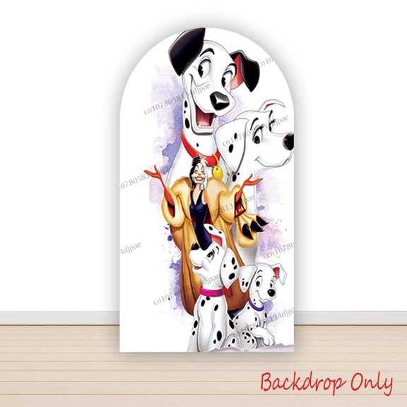101 Dalmatians 7.2FT Arch Backdrop Cover 101 Dalmatians Birthday Party Round Top Backdrop Stand Cover for Birthday Party Ceremony Banquet Decoration