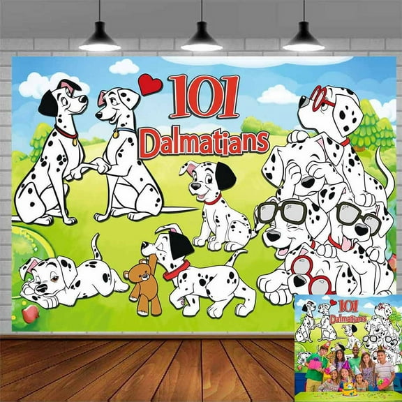 101 Dalmatians Dog Post Backdrop Banner Party Supplies Birthday Decorations Background for Photography Taspestry