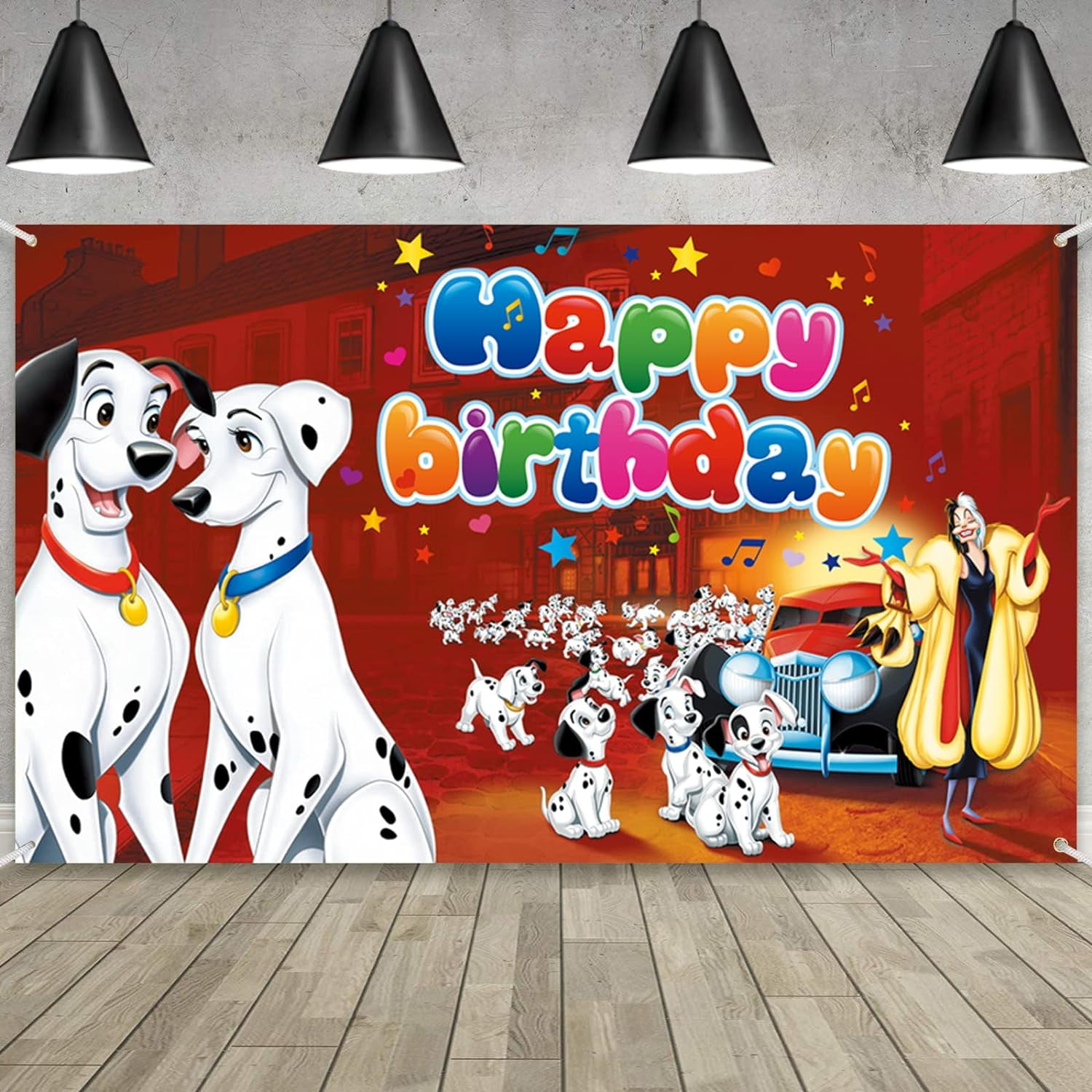 101 Dalmatians Dogs Birthday Party Decoration, 5×3Ft 101 Dalmatians