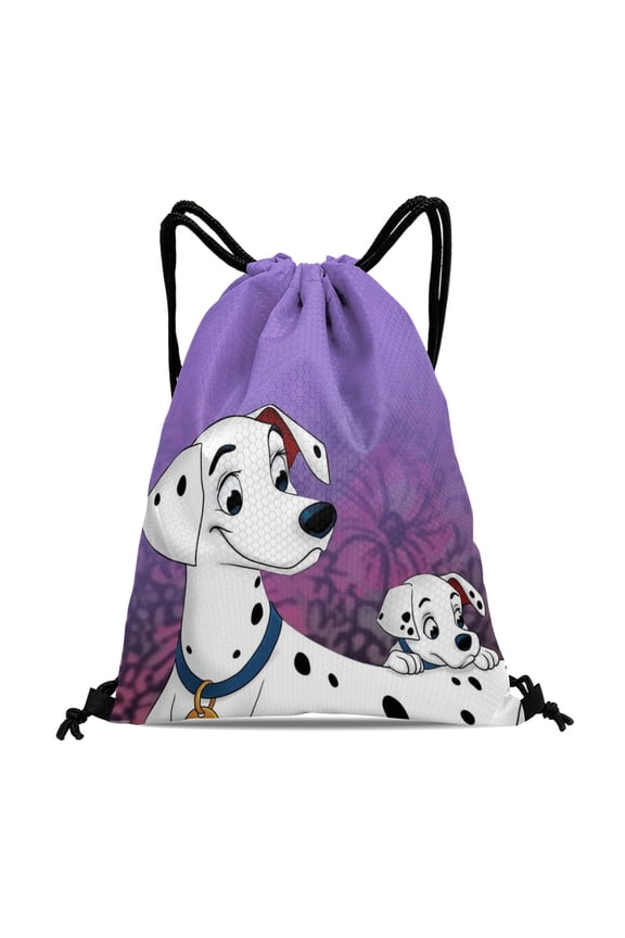 101 Dalmatians Drawstring Sack:Ideal for fitness, hiking, swimming, travel, beach, and shopping, with a waterproof feature, size 15.7*17.7 inches.