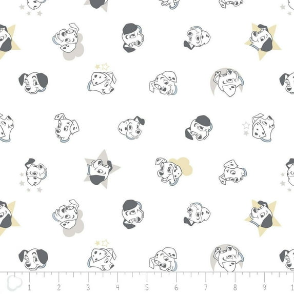 101 Dalmatians Fabric - 101 Dalmatians Puppy Dogs - CAM167 - by Half Yard - by Camelot - 100% Cotton