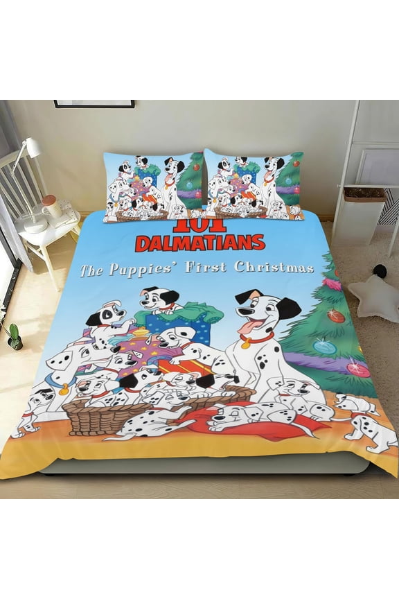 101 Dalmatians-themed Bed Sheet Set Three Piece Set Comfortable And Skin Friendly Unique Design Home Decor Gifts For Family Friends fans36x75Inches90cm*190cm