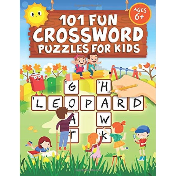 Pre-Owned 101 Fun Crossword Puzzles for Kids: First Children Crossword Puzzle Book for Kids Age 6, 7, 8, 9 and 10 and for 3rd graders | Kids Crosswords (Easy Word Learning Activities for Kids)