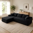 thumbnail image 1 of CAPCAEK 105" L-Shaped Modular Sectional Sofa with Chaise, Deep Seat Corduroy Couch with Throw Pillows for Living Room, No Assembly Required, Black, 1 of 8