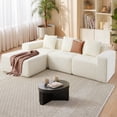 thumbnail image 1 of CAPCAEK 101" Modular L-Shaped Sectional Sofa, Corduroy Boneless Couch with Chaise and Memory Foam for Living Room , No Assembly Required, White, 1 of 9