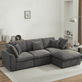 thumbnail image 1 of 101" Modular Sectional Sofa with Ottoman - Convertible L-Shaped Cloud Couch, 3-Seater Chenille Sofa for Living Room, Apartment, Grey, 1 of 7
