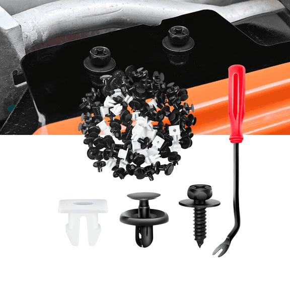 101-Piece Engine Cover Push Retainer Clips Set for Lexus & Toyota, Compatible with Models Including Avalon & Camry, Replaces 90467-07201, 90189-06193, 90159-60477, Includes Fastener Removal Tool