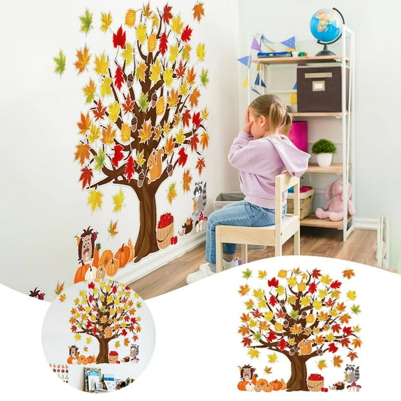 101 Piece Fall Thanksgiving Classroom Tree Bulletin Board Set, Happy Fall Bulletin Board Decor for Home,school,Chalkboard Decor.