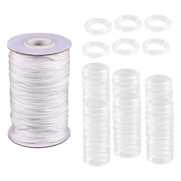 101 Pieces Roman Curtain Cord Replacement Clear Rings Polyester Cord for DIY Shade Crafting Projects