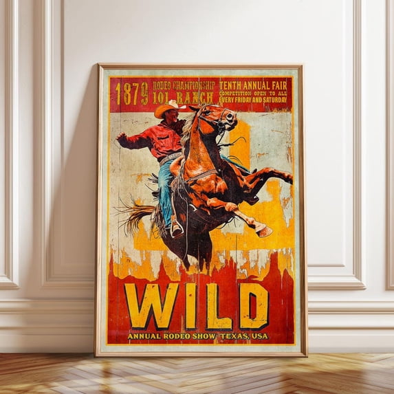 101 Ranch Texas Wild West Rodeo Wall Art Print, Unframed Paper Poster 16x20in