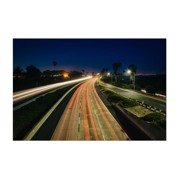 101 - Ventura California Photography Night Sky Cityscape Palm Tree Unframed Wall Art Print 20 x 28 inches